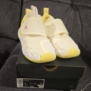 Jordan Kids Sneakers in White and Yellow with Pink Accents